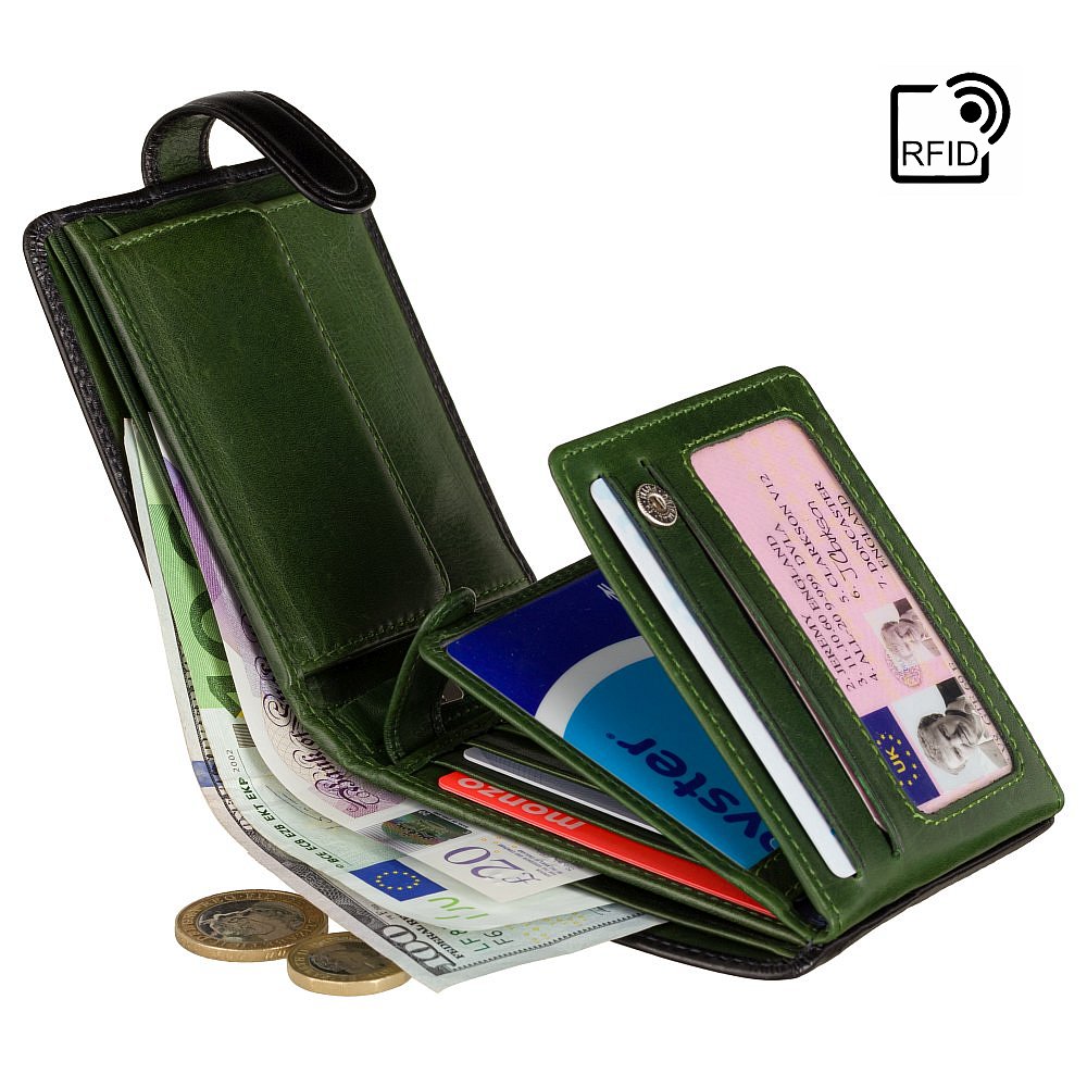 Гаманець чоловічий Visconti TR35 Atlantis c RFID (Black Green)