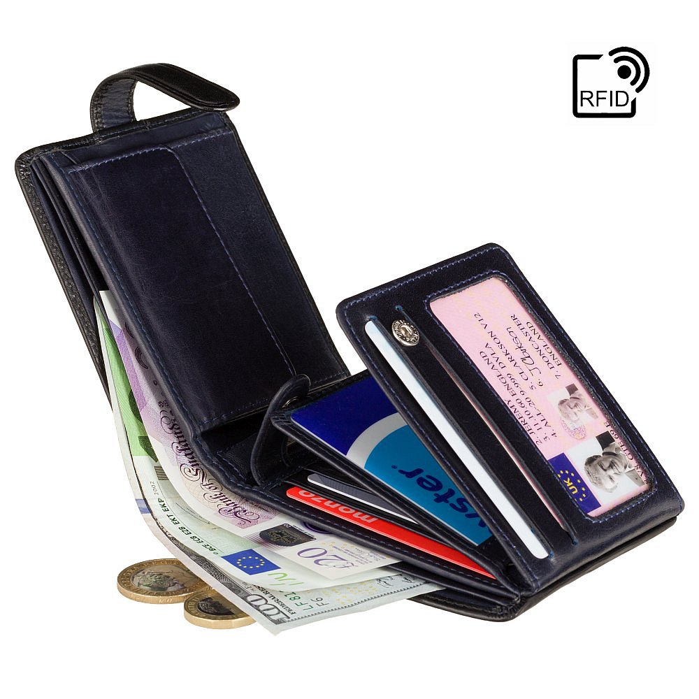 Гаманець чоловічий Visconti TR35 Atlantis c RFID (Black Blue)
