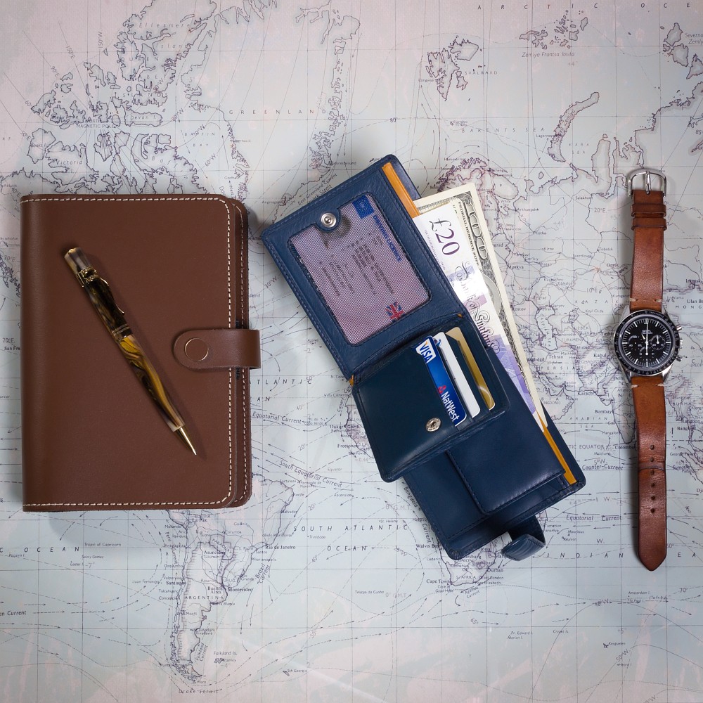Гаманець чоловічий Visconti PM102 Leonardo c RFID (Black Blue)